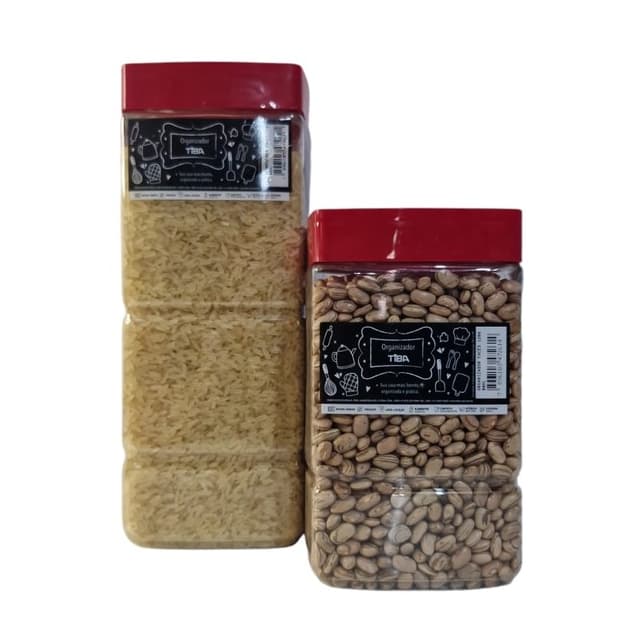 Kit 2 Potes Organizadores Quadrados e Empalháveis 1200ml e 1900ml