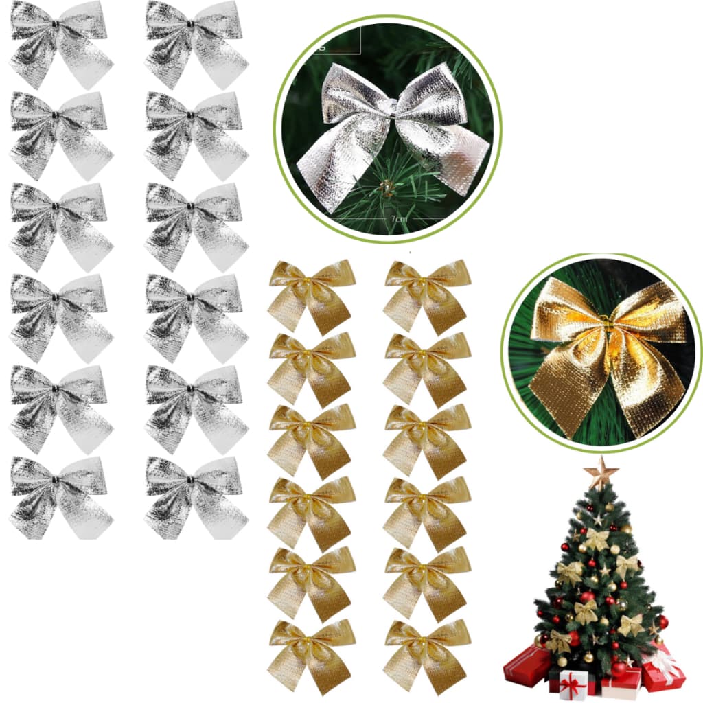 Kit C/12 Laços Lacinhos De Natal Árvore Natalina Enfeite DOURADO PRATA VERMELHO