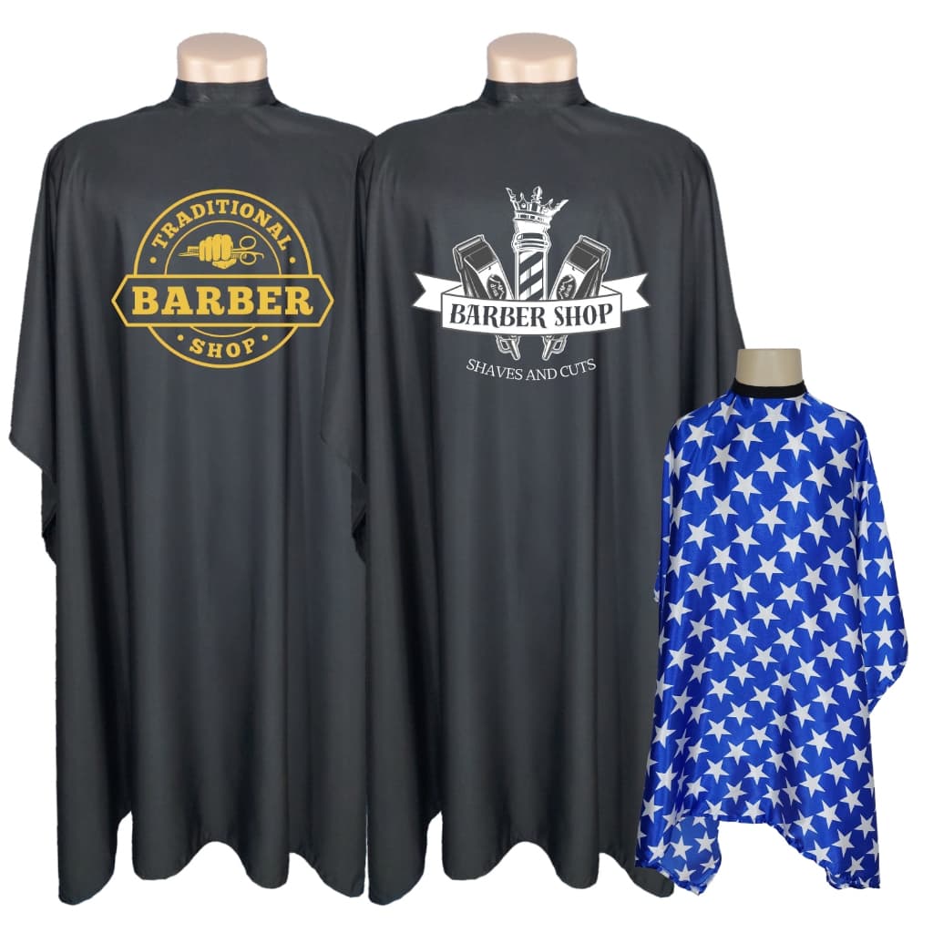 Capa de Corte Barbeiro Profissional Barbershop Kit 2 Adulto + 1 Infantil Cabeleireiro Barbearia