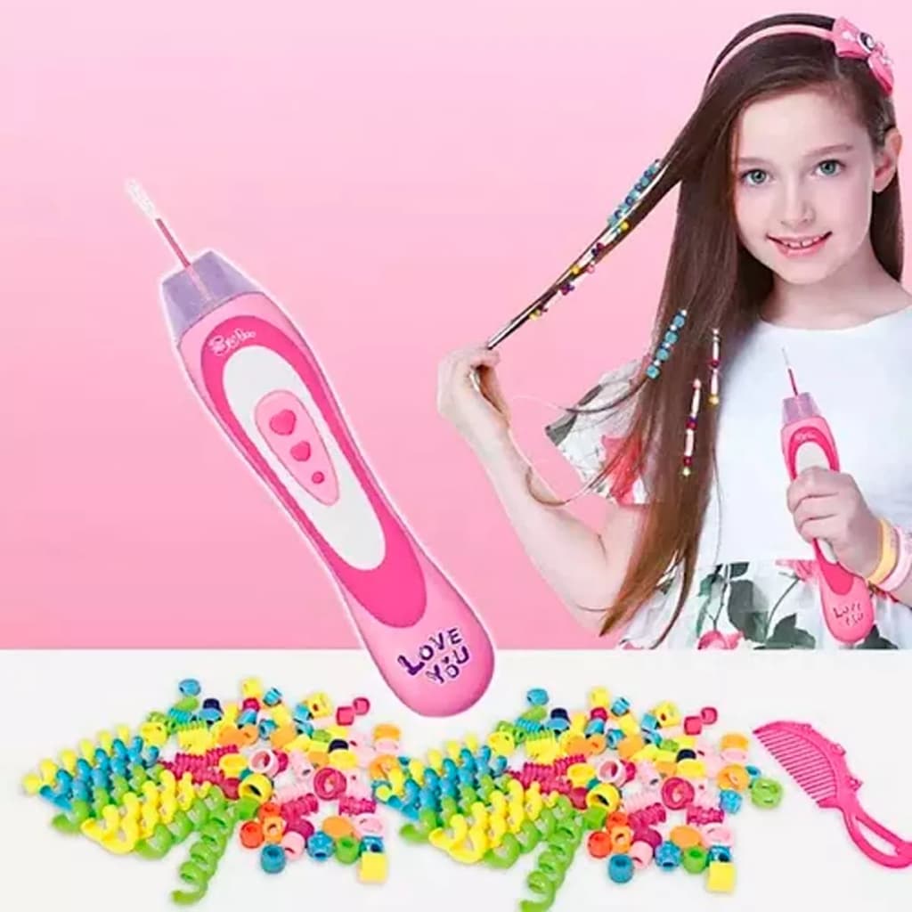 Brinquedo Meninas Aplicador de Miçangas para Cabelo Infantil Terere Penteados