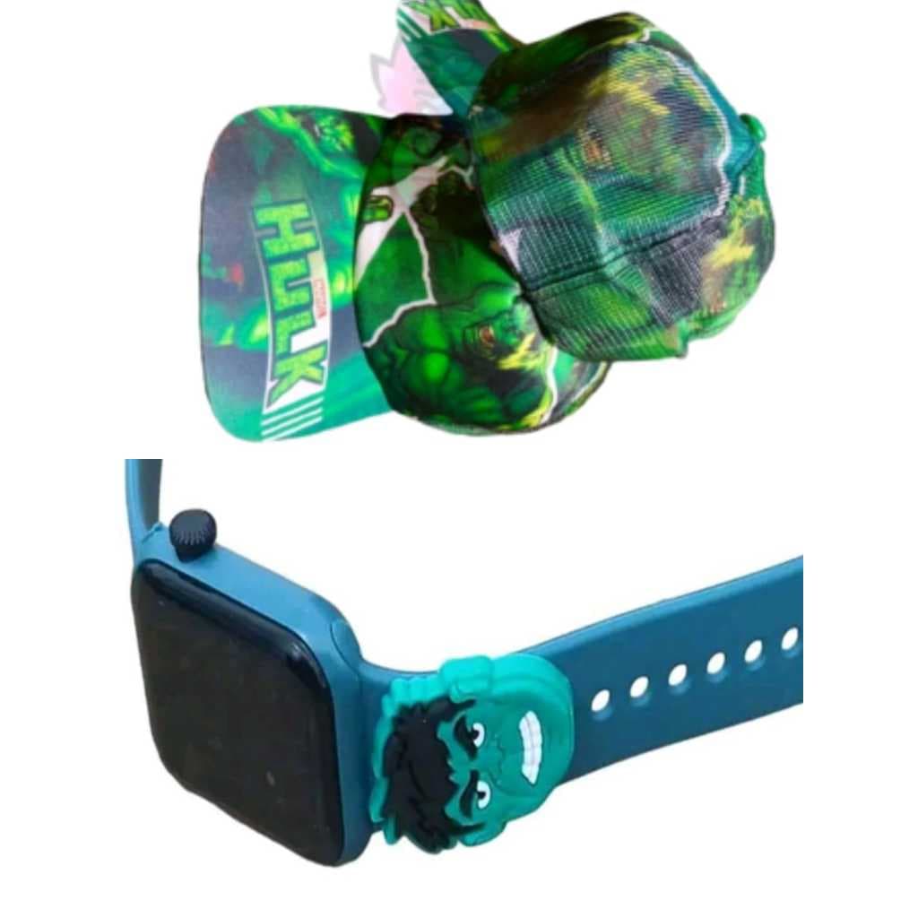 Bone e relogio digital a prova d agua estilo smart , infantil masculino ,kit 2 em1 para seu filho se divertir.