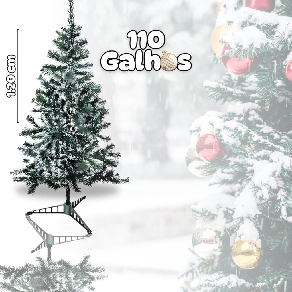 Arvore Natal Nevada 120cm 110 Galhos Verde Decoração Pinheiro Premium Luxo