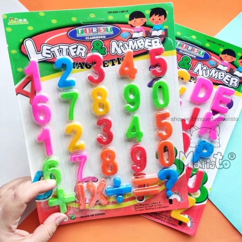 Kit Letrinhas Coloridas Magnéticas Mini Brinquedo Educativo Alfabeto e Números