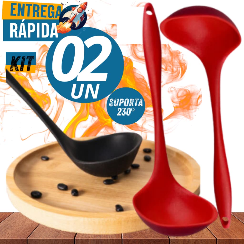 Kit 2 Concha Feijão Em Silicone Flexível Utensílio De Cozinha Multiuso Casa Buffet