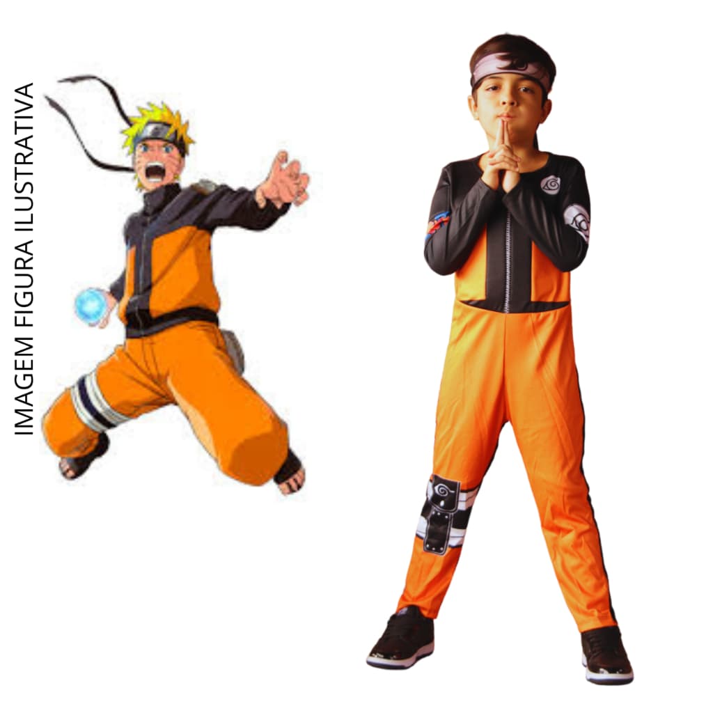 Fantasia Infantil Naruto Longo com Enchimento e Bandana de Tecido e com envio Rápido