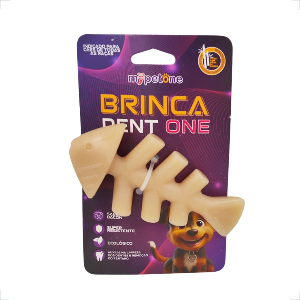 Osso Bamboo Formato Peixe Brinca Dent One Sabor Bacon - Tam. Único