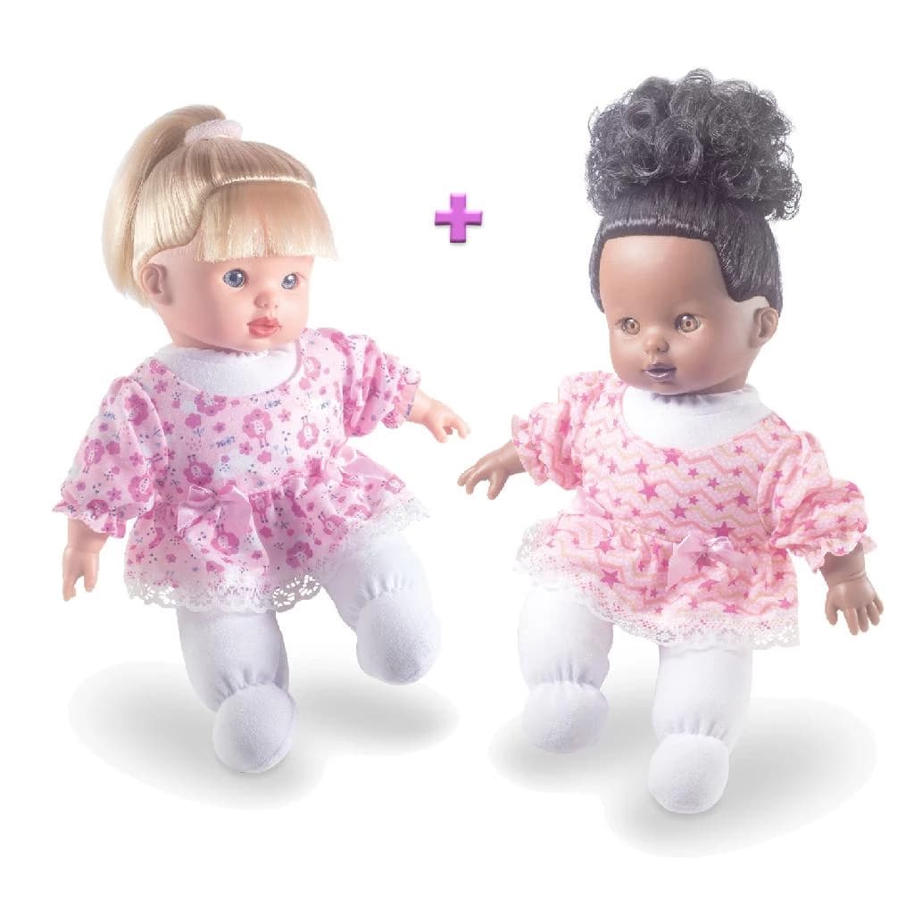 Kit 02 Bonecas Hair Soft Bebe Loira e Negra Super Macia Meninas