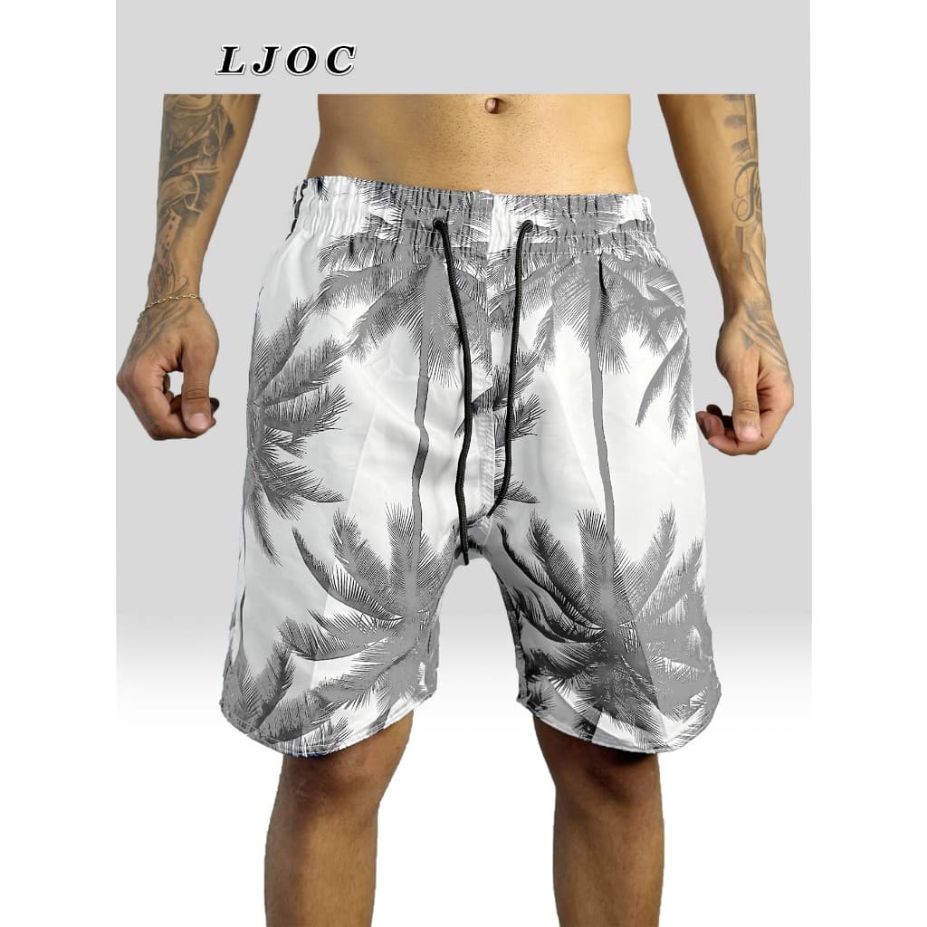 Bermudas Masculinas Mauricinho floral  Shorts Estampada Praia Tactel  Seca Rápido Surf Adulto Piscina Verão