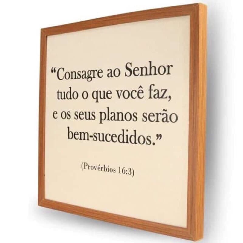 Quadro 60x60 Resina Para Caixa De Luz consagre ao senhor tudo o que você faz fundo BRANCO(M madeira)