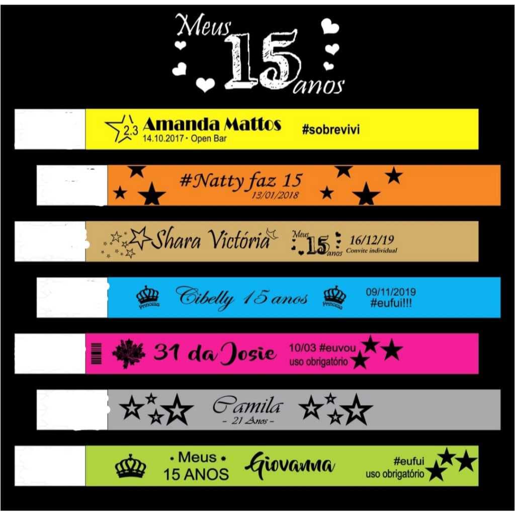 10 Unidades Pulseiras de Identificação em Tyvek Personalizada para Casamentos Festas Shows e Eventos