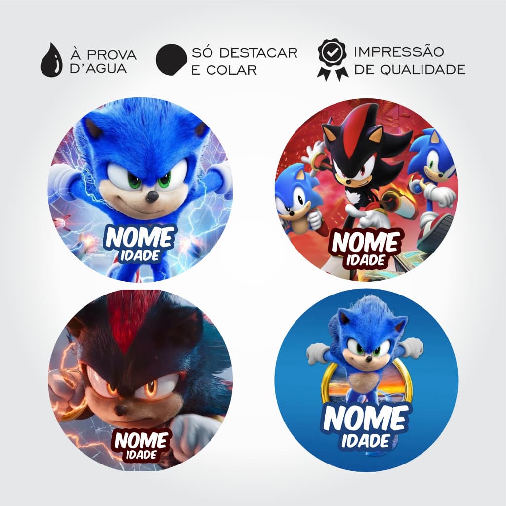 Adesivos Sonic Personalizado Com Nome a Prova D'agua