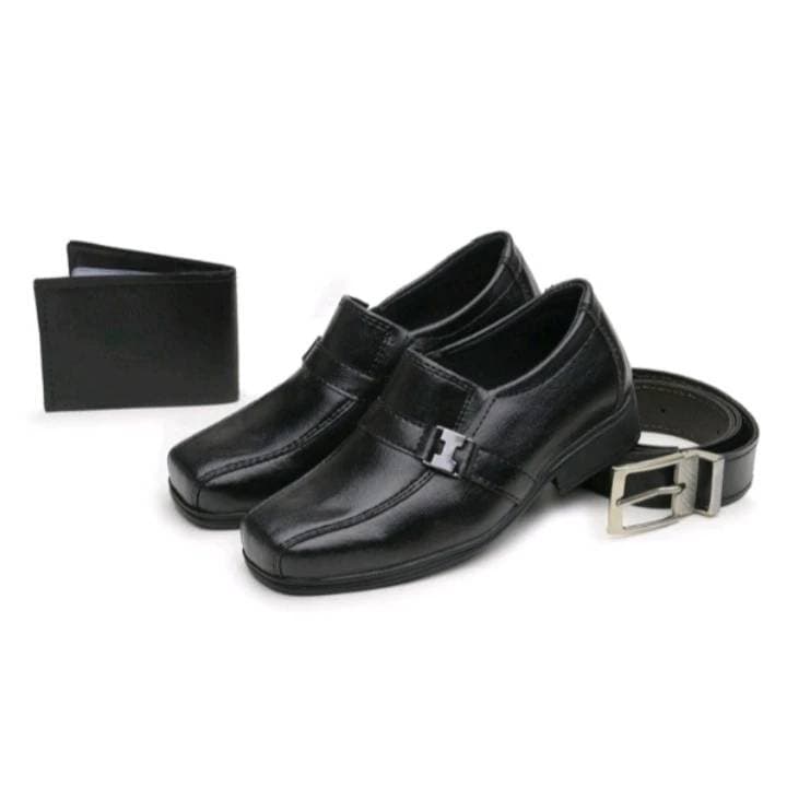 Kit 1 Par De Sapato Social Formal Infantil Masculino + Carteira + Cinto(Infantil)