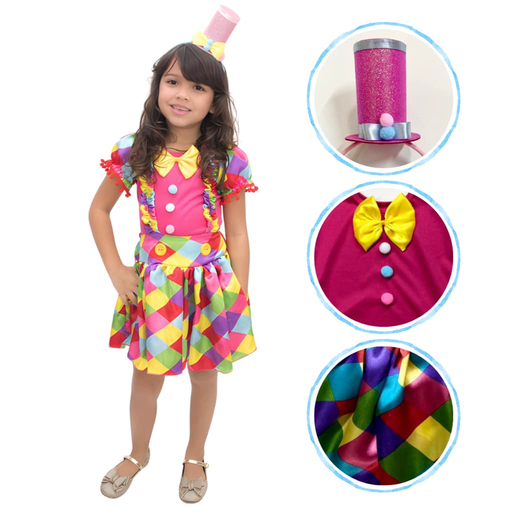 Roupa Fantasia Palhacinha Para Menina Com Temática De Circo Perfeita Para Festa E O Carnaval