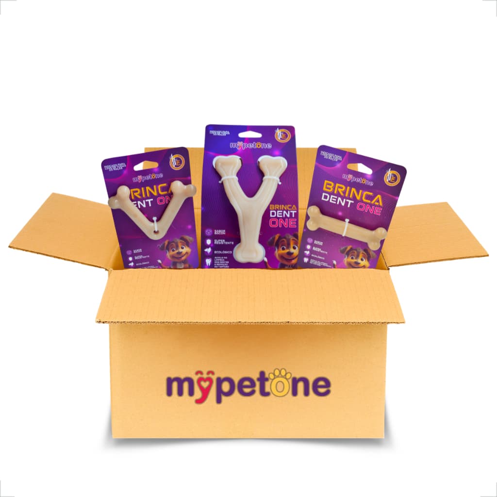 Kit 3 Unidades Brinca Dent One Pequenos Osso Bamboo - MyPetOne