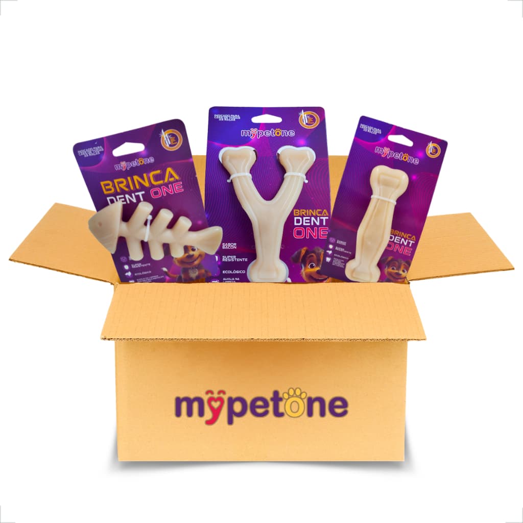 Kit 3 Unidades Brinca Dent One Grandes Osso Bamboo - MyPetOne