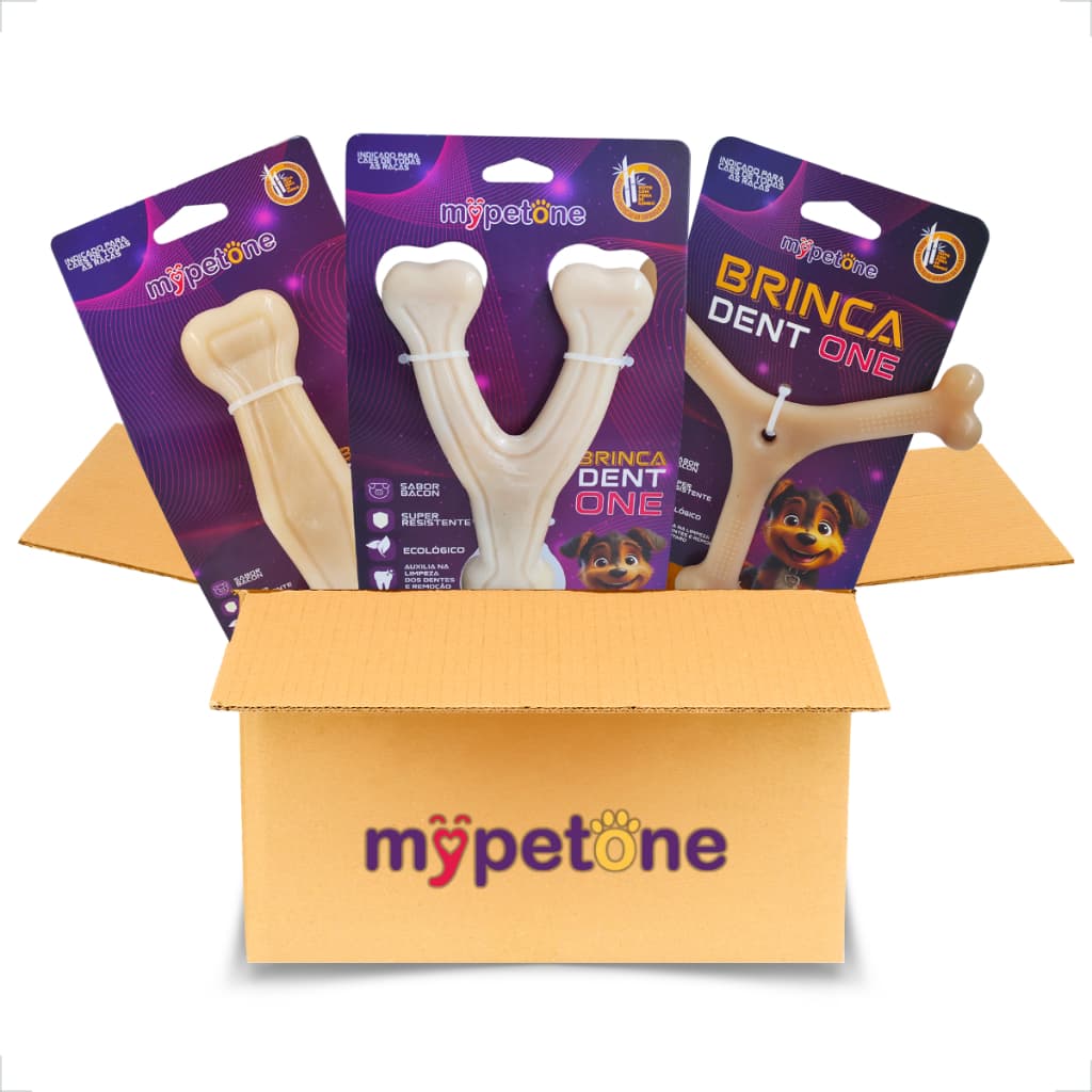 Kit 3 Unidades Brinca Dent One Plus Osso Bamboo - MyPetOne