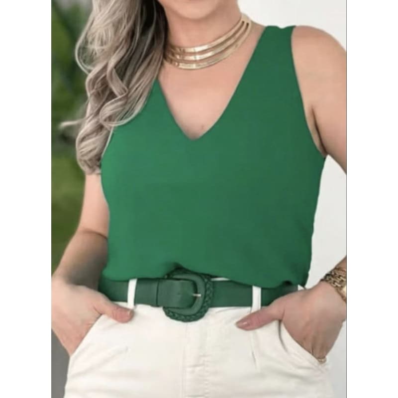 Blusa Regata Feminina Alça Larga Duna Tendência Básica Elegante