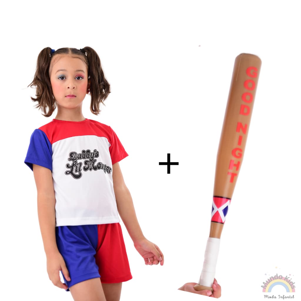 Fantasia Roupa Infantil Arlequina Com Taco Blusa Shorts