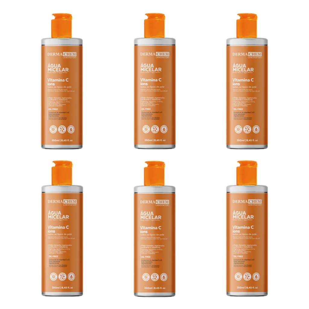 Kit C/6 Água Micelar Vitamina C 250ml - Dermachem