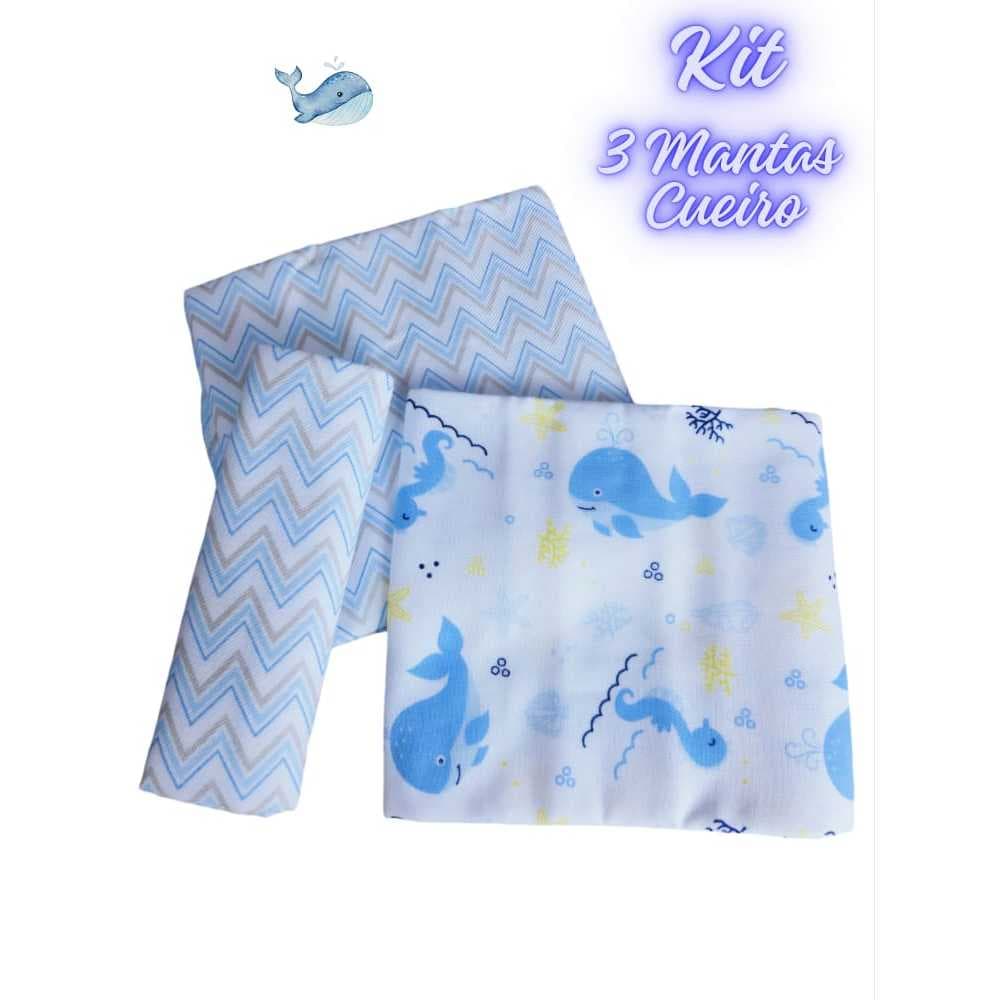 Cueiro Bebe Flanelado Estampado 3 unidades Rolinho Charutinho