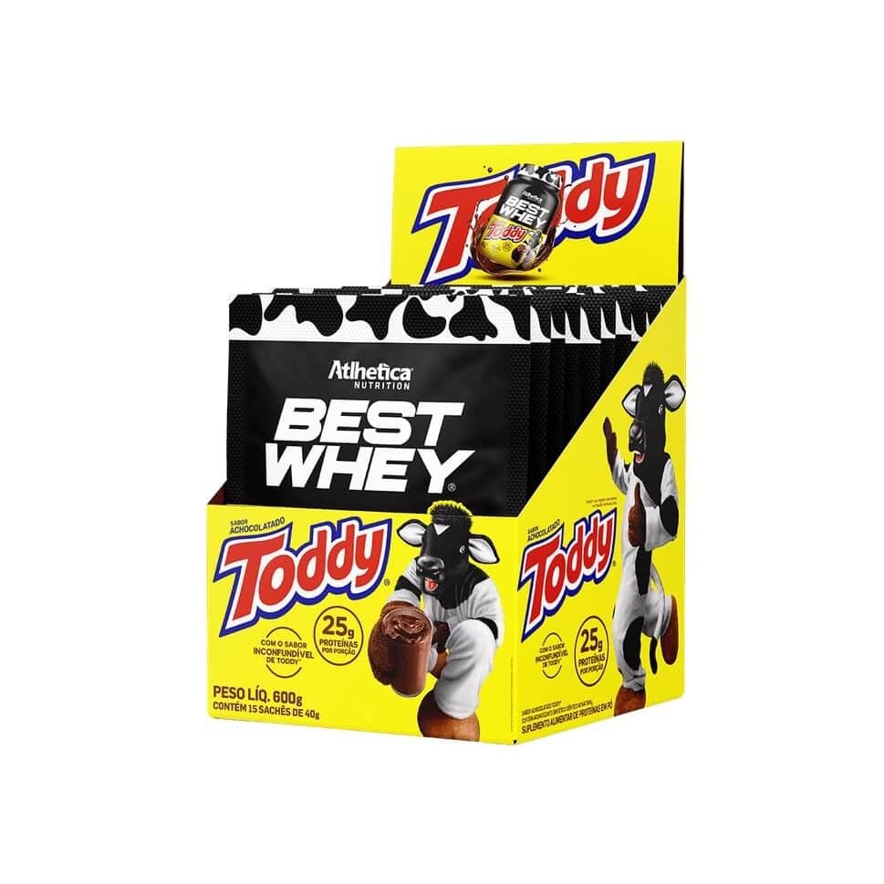 Display Best Whey Achocolatado Toddy 15 Sachês de 40g - Atlhetica Nutrition