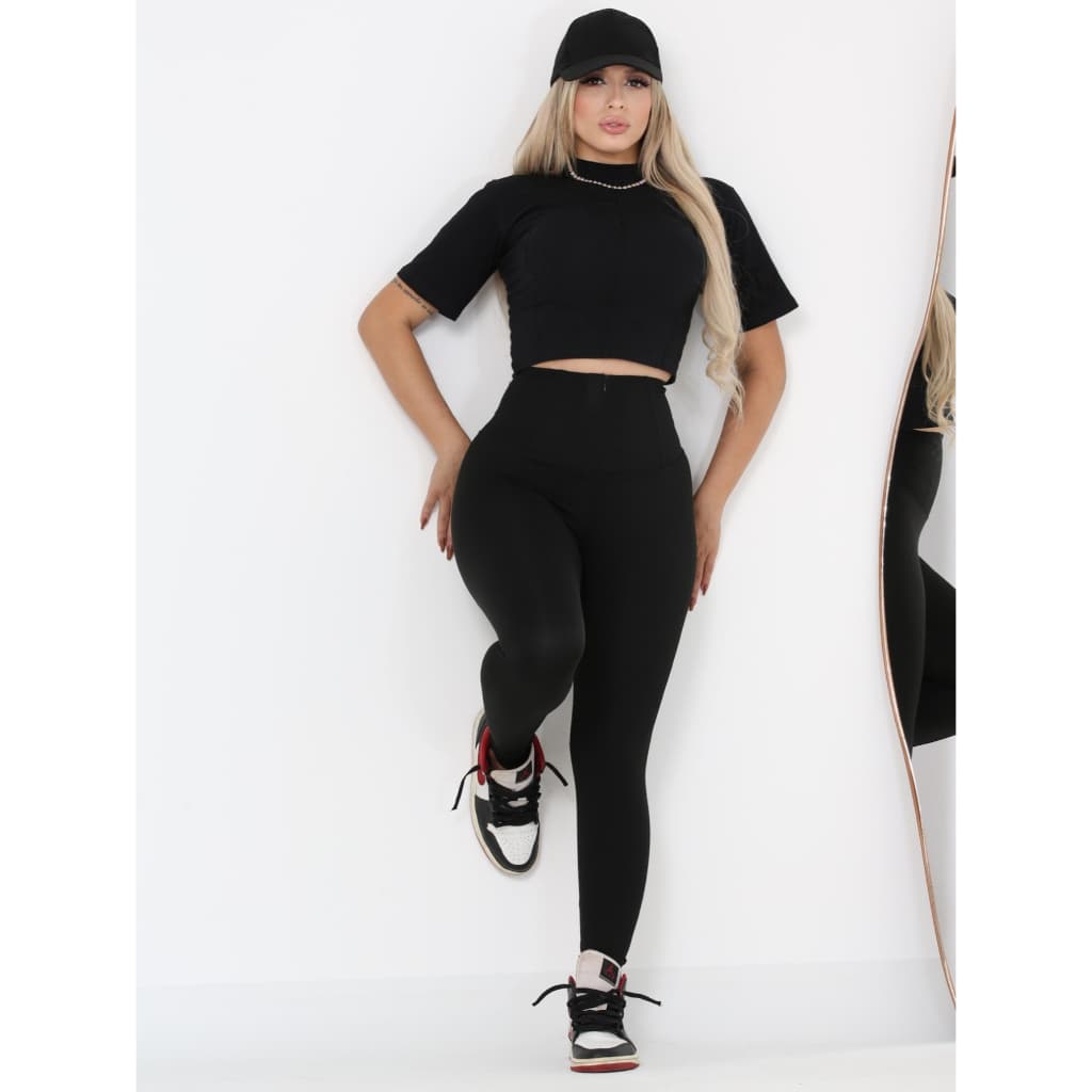 CALÇA LEGGING CINTURA SUPER ALTA CINTA MODELADORA ZIPER EMPINA BUMBUM ACADEMIA TREINO SUPLEX POWER POLIAMIDA