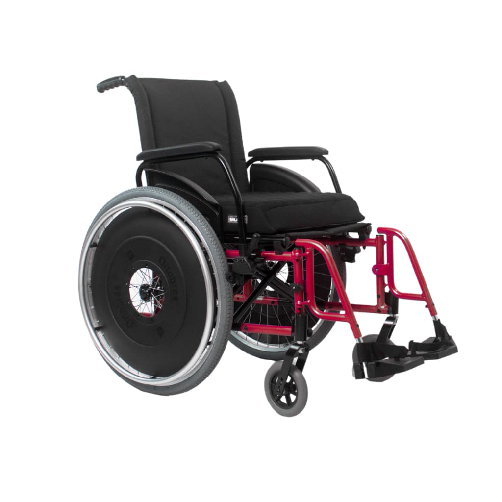 Cadeira de Rodas AVD Alumínio Pés Fixos - Ortobras - Vermelho