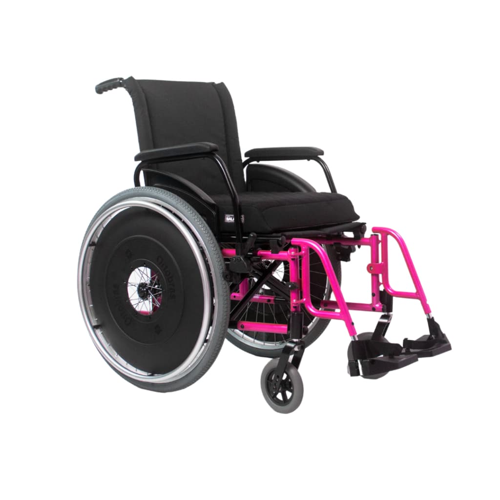 Cadeira de Rodas AVD Alumínio Pés Fixos - Ortobras - Rosa Pink