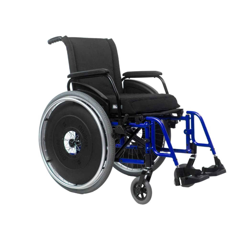 Cadeira de Rodas AVD Alumínio Pés Fixos Ortobras Azul Marinho - Conforto Praticidade