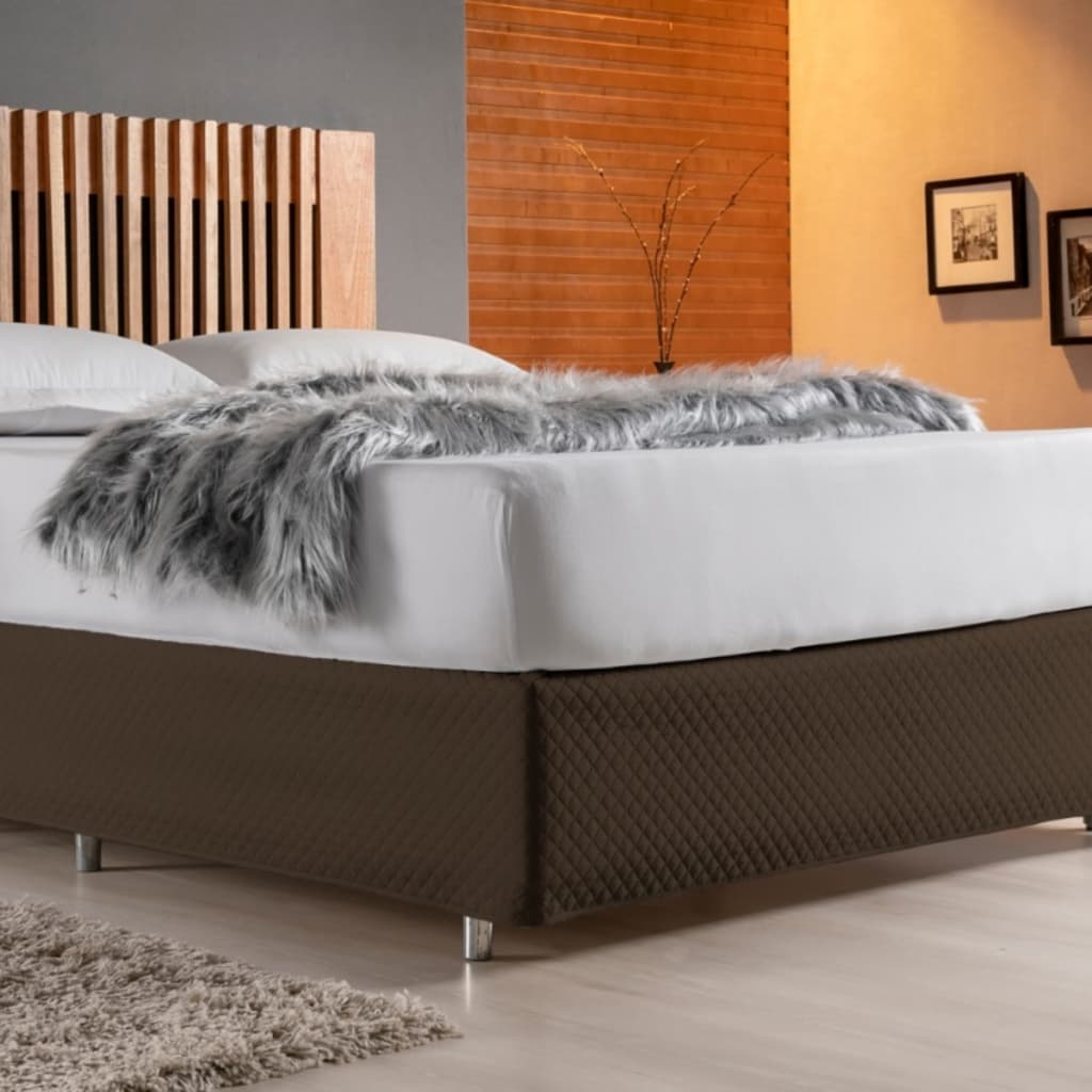 Saia Box Solteiro Marrom Luxo Matelada com Elástico 150 Fios  1,88m x 88cm x 30cm