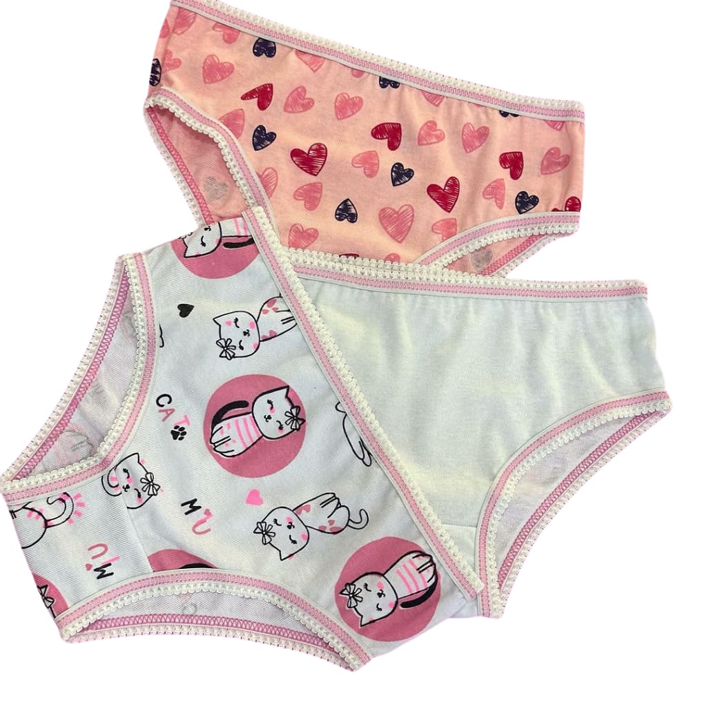 Kit com 6 Calcinhas Infantil De Algodão Menina Super Conforto