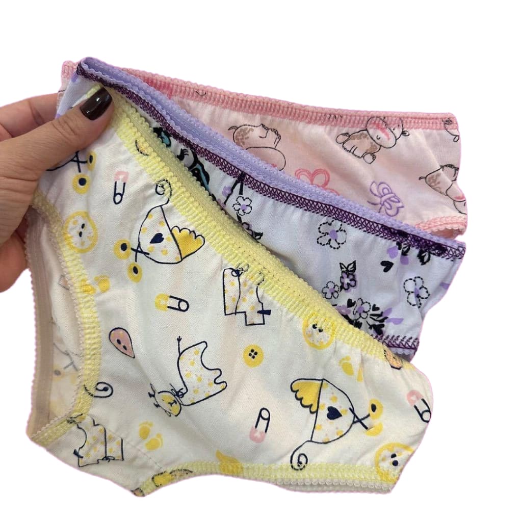 Kit com 12 Calcinhas Infantil De Algodão Menina Super Conforto