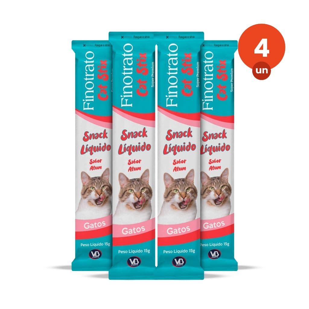 kit 4 Petisco Finotrato Cat Stix Gatos Adultos Sabor Atum 15g