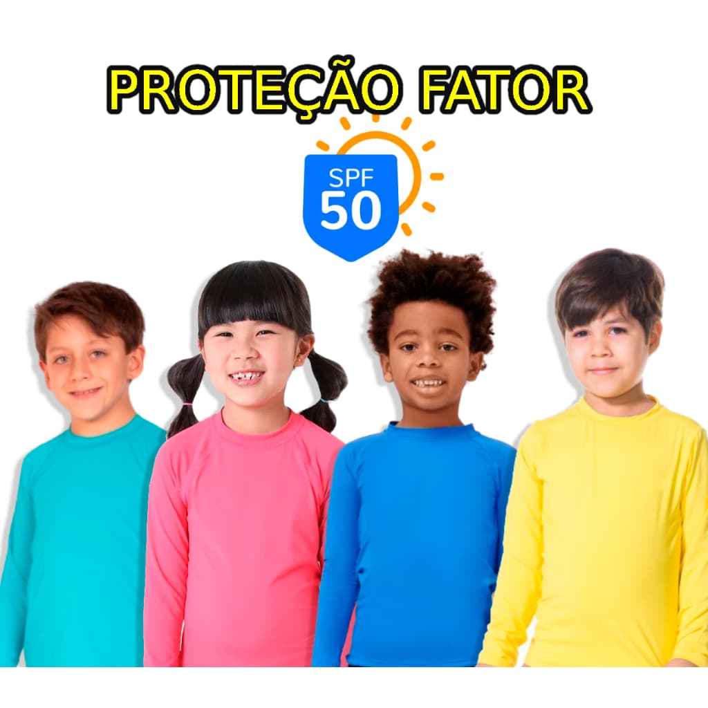 Camisa Proteção Uv50 Solar Infantil 2 ao 12 Criança Praia Camiseta Blusa Termica