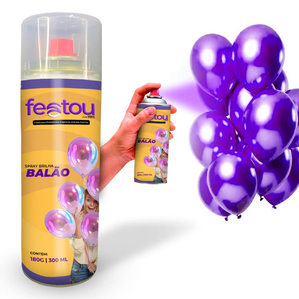 ✨ Spray Brilha Balão Renovar Bexiga Festa Silicone 300ml com Proteção UV - Brilho Diamante 48h