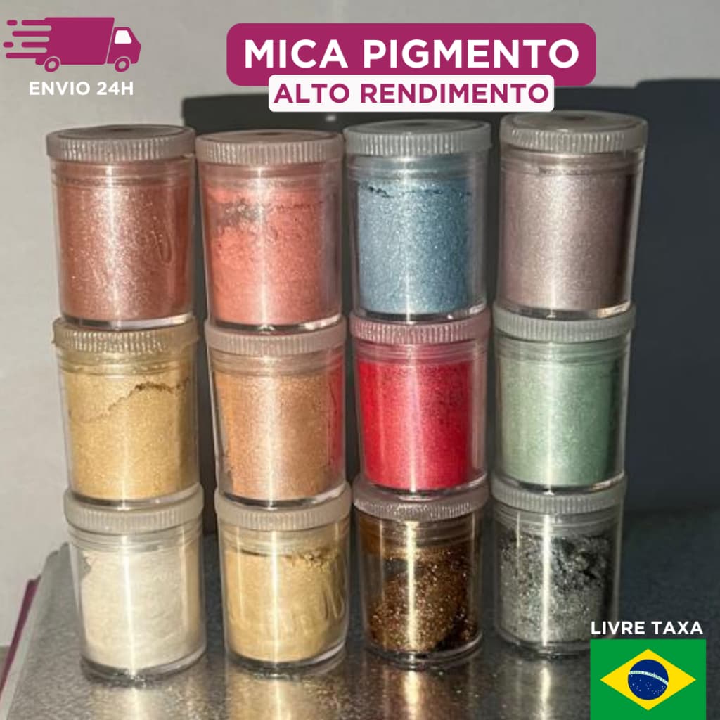 Kit 12 mica pigmento metálico perolado pastel para resina epóxi artesanato pigmentos pó brilho vela bisquit sabonete diy