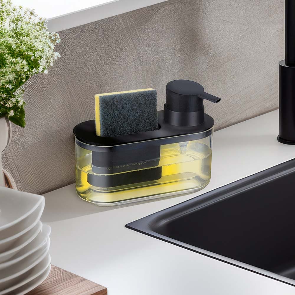 Dispenser de Detergente para Louça Tampa Panela Preto Porta Detergente