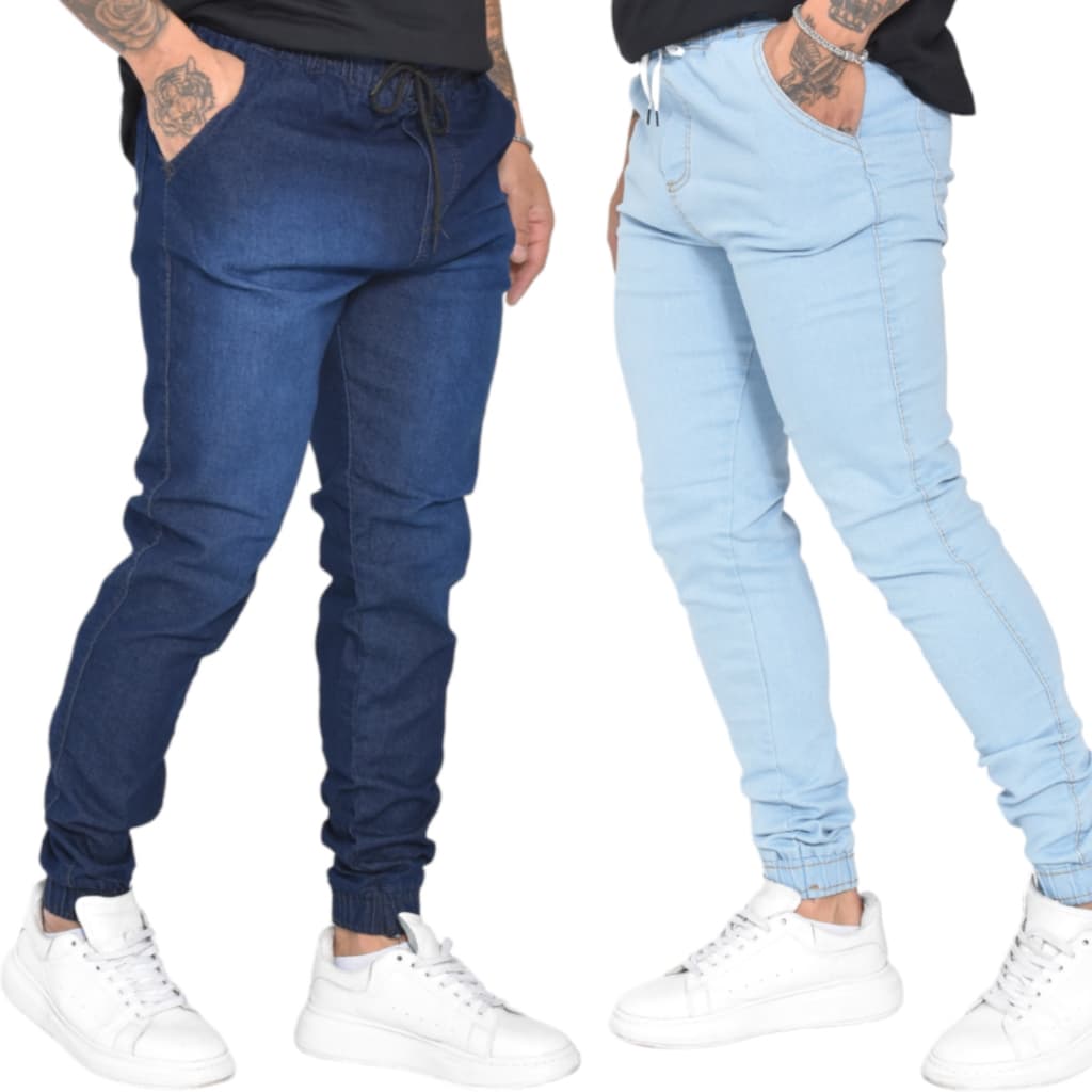 Combo 2 Jogger Lisa Masculina Tecido Sarja e Jeans Premium
