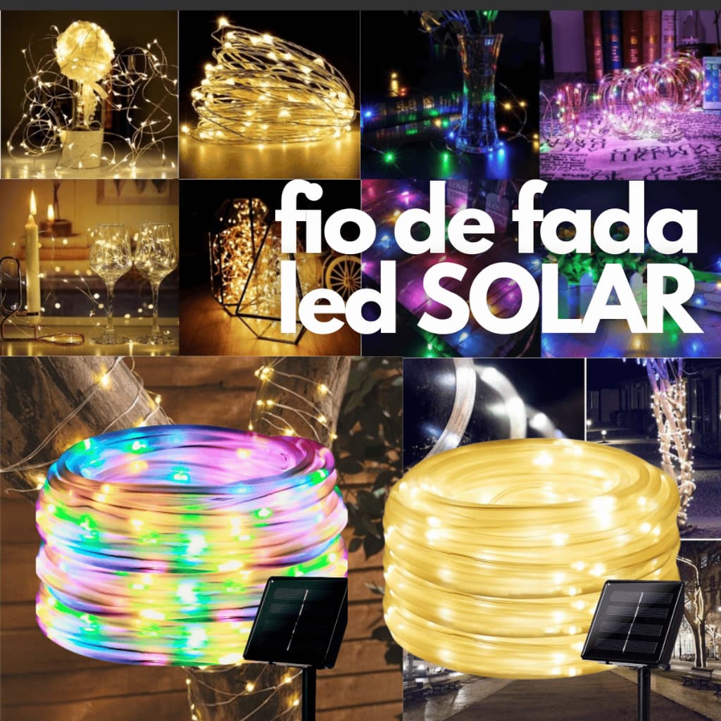 Luz Natal Pisca 50m 30m 20m 10m Placa Solar Led Mangueira Fio Fada 8 Funções RGB Branco-quente