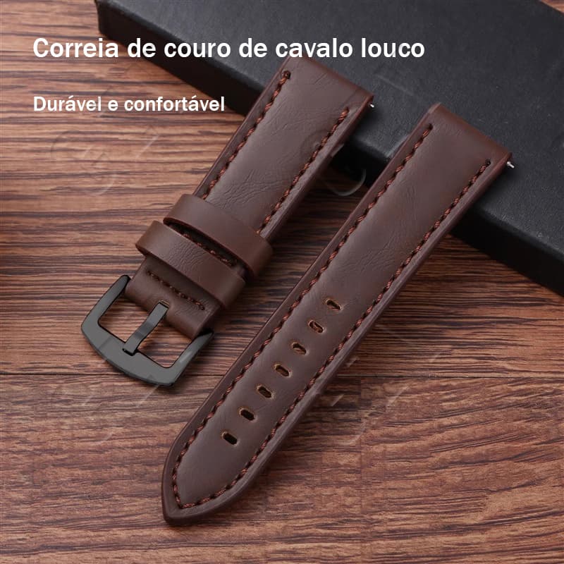 ATALHOBR Pulseira De Couro Crazy Horse Para Smartwatch 20MM 22MM