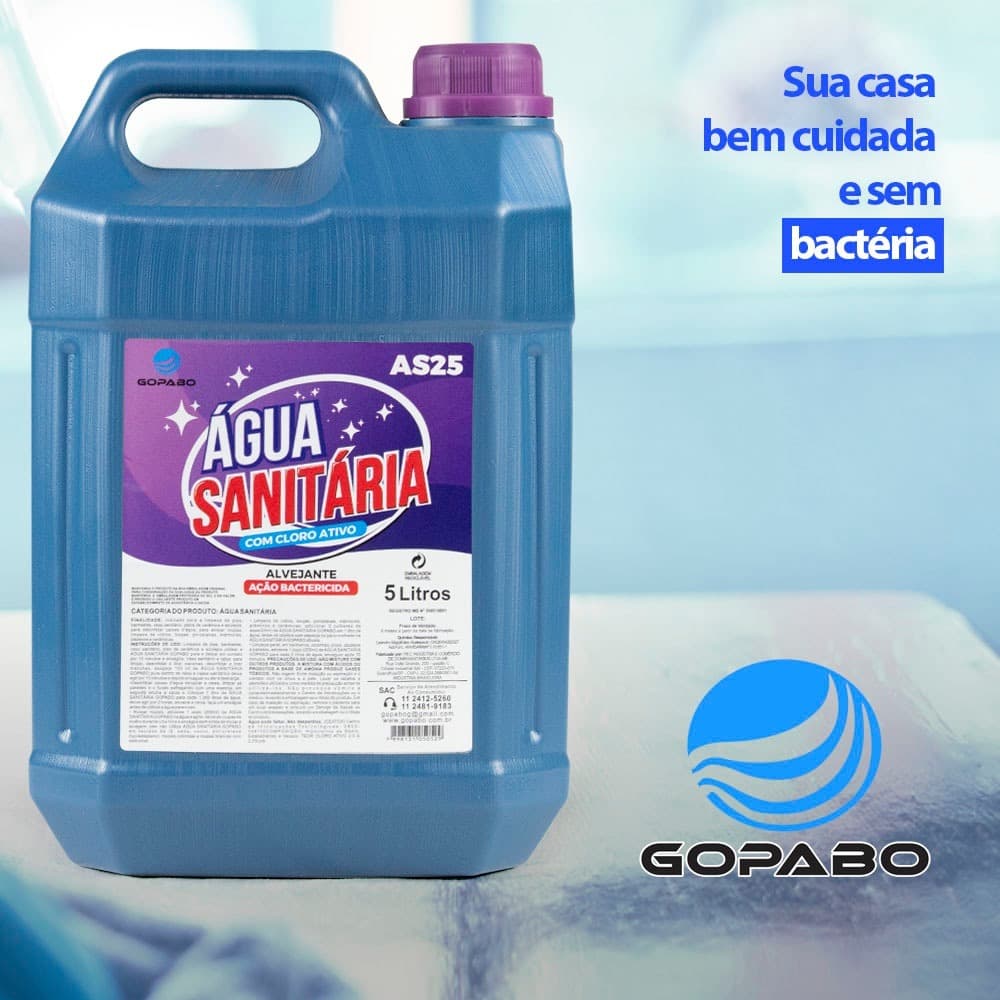 Água Sanitária Alvejante Bactericida 5L Gopabo