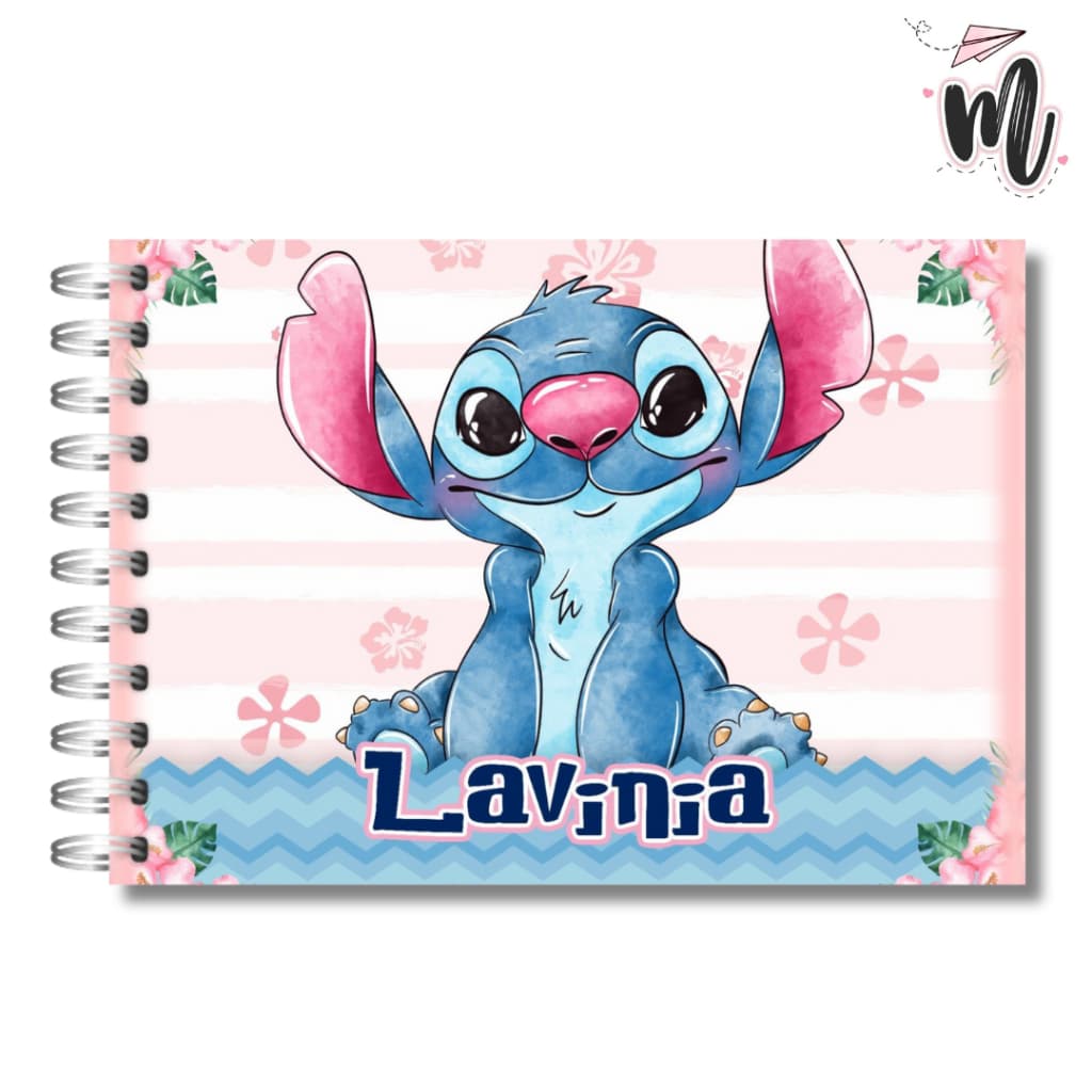 Caderno de Desenho Stitch Personalizado com Nome