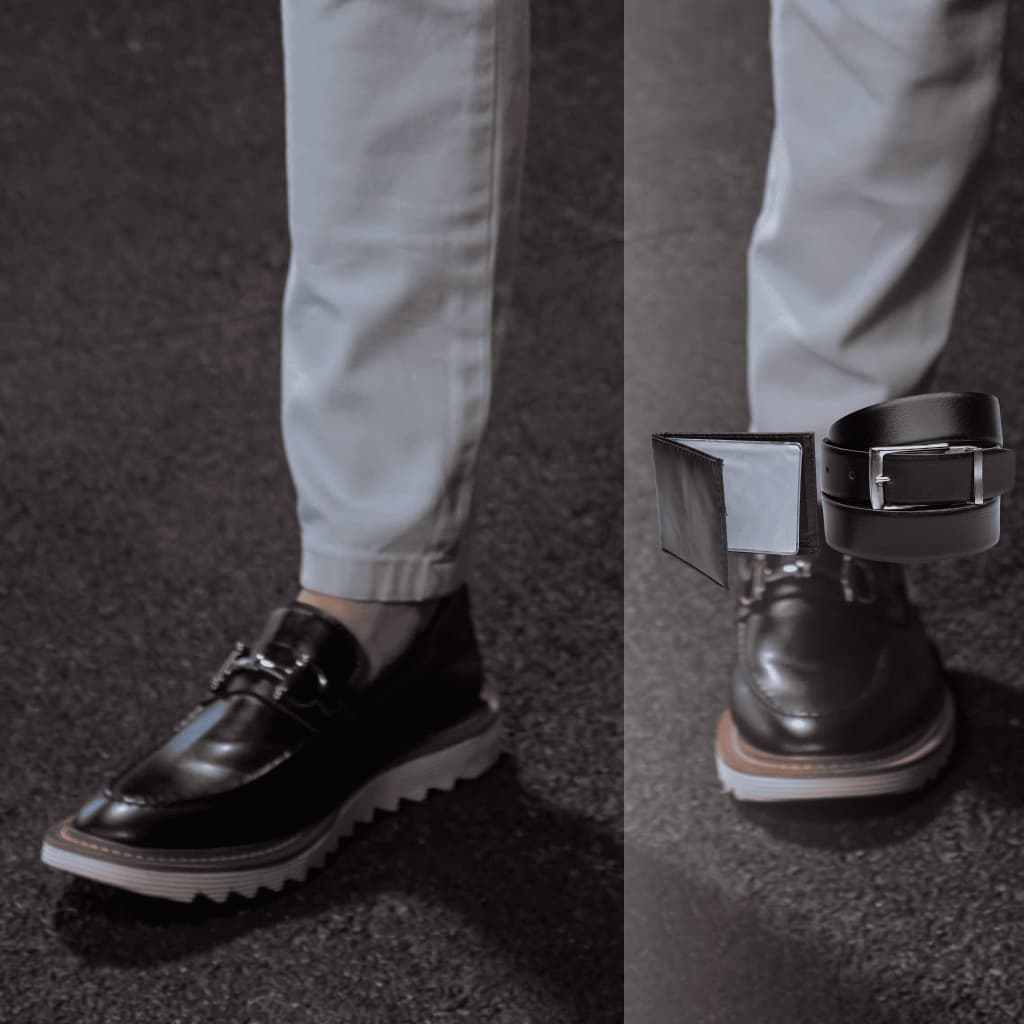 Sapato Masculino Dublin Oxford Tratorado Social Mocassim Casual Moderno Bridão Cinto Carteira Dia dos Pais