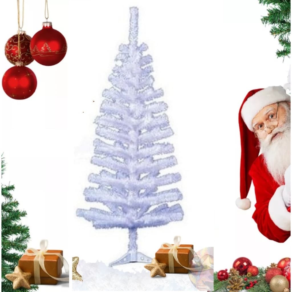 Árvore Pinheiro de Natal Tradicional Verde Branca Nevada Decoração Natalina 120/90cm