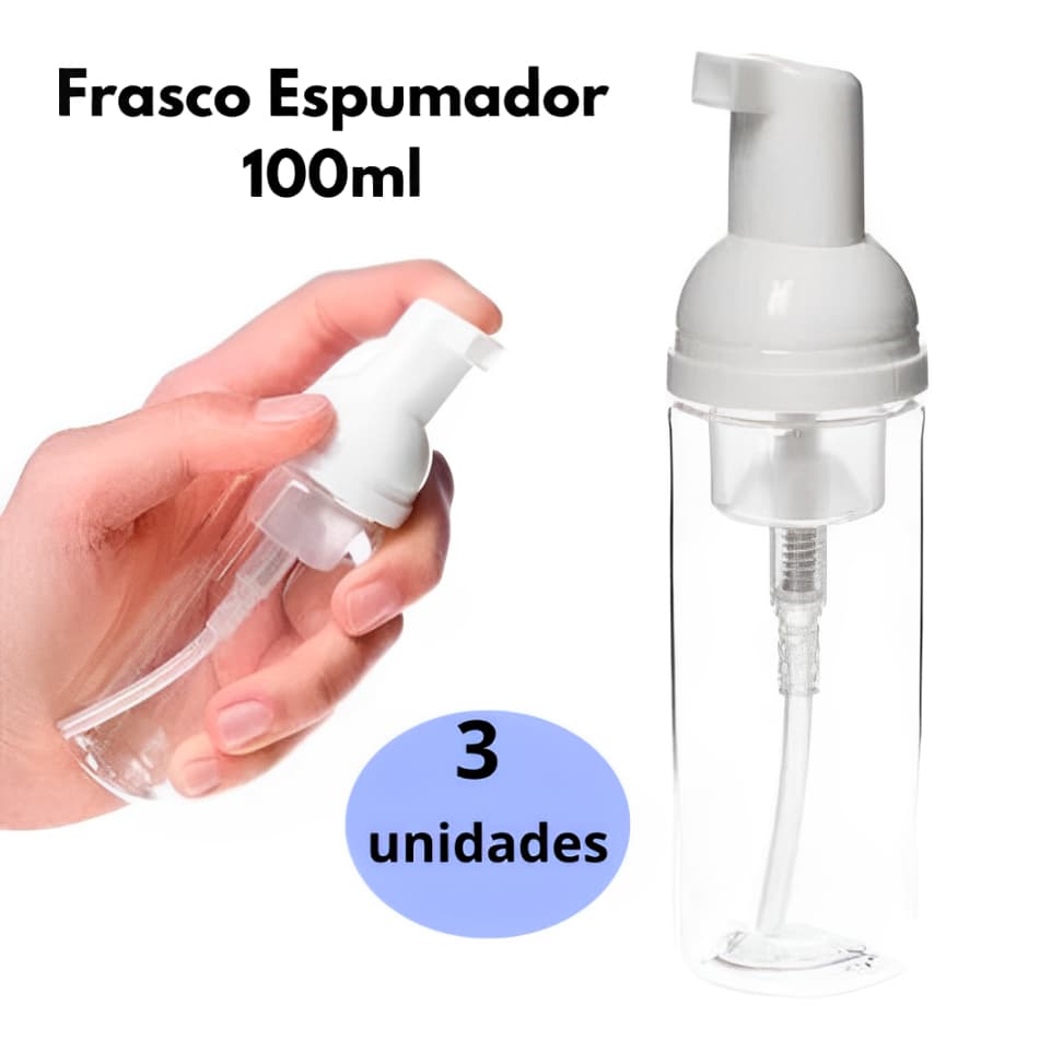 Frasco Espumador Kit 3 Unidades 100ml Dispenser Sabonete Líquido Vira Espuma