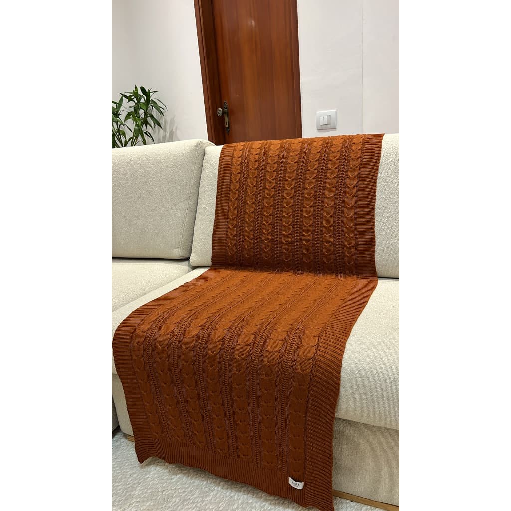 Peseira Manta Trança Tricot Cama Solteiro 160x60cm Madrid