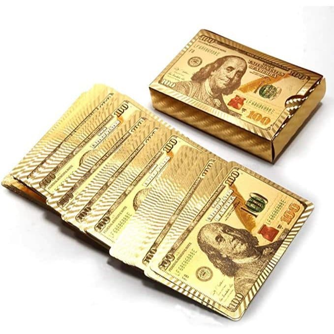 conjunto Baralho Cartão de Jogo Dourado 24k Prova D'água