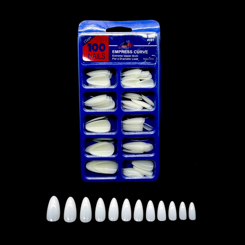Pacote com 100 Unhas Postiças Modelo Amendoada Cor Branco