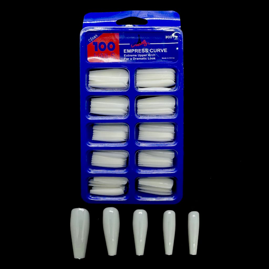 Pacote com 100 Unhas Postiças Modelo Bailarina Cor Branco