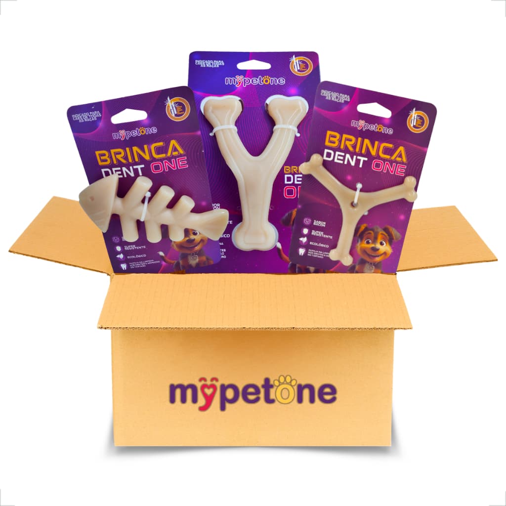 Kit 3 Unidades Brinca Dent One Osso Bamboo - MyPetOne
